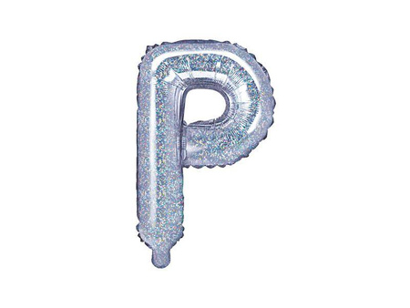 Balon foliowy litera "p", 35cm, holograficzny