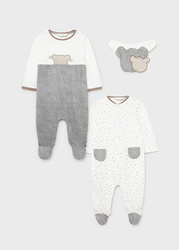 Mayoral zestaw 2 pajacyki dzianina i śliniak rozm. 4-6 m 70 kolor 11 gris vig