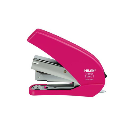 Zszywacz Milan 9cm energy saving różowy + zszywki 24/6 080435