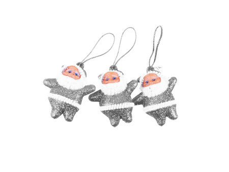 Mikołaje brokatowe 3szt srebrne 225922