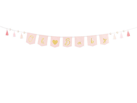 Baner Oh baby z frędzlami jasny różowy 2,5m 015210