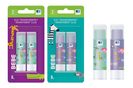Klej sztyft 8g transparentny b&b kids 2szt 259554