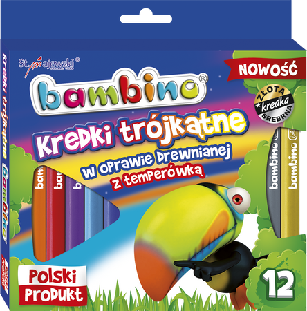 Maj kredki bambino trójkątne w opr.drewn.12kol+temperówka standard