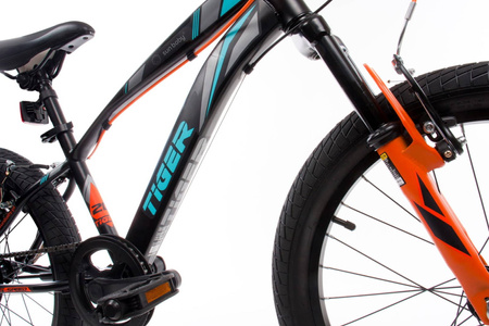 Rowerek 20 cali Tiger Bike Shimano RevoShift czarno-turkusowo-szaro-pomarańczowy 644031 Rower