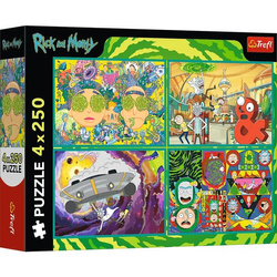 Puzzle Trefl 4x250 Zakręcony świat Ricka i Morty'ego 133387