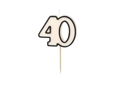 Świeczka urodzinowa liczba 40 5,5cm biało-czarne 079502