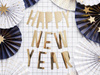 Baner happy new year, złoty, 10 x 90 cm