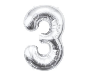 Balon foliowy B&C Cyfra 3 srebrna 85 cm 109450