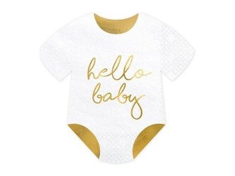 Serwetki śpioszki - hello baby, biały, 16x16cm (1 op. / 20 szt.)