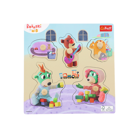 Trefl Zabawka drewniana Puzzle mini Bobaski i Miś 616217