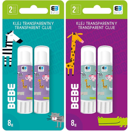 Klej sztyft 8g transparentny b&b kids 2szt 259554