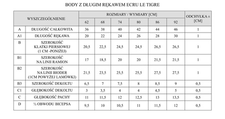 BODY DLUGI REKAW LE TIGRE 68 ECRU PINOKIO