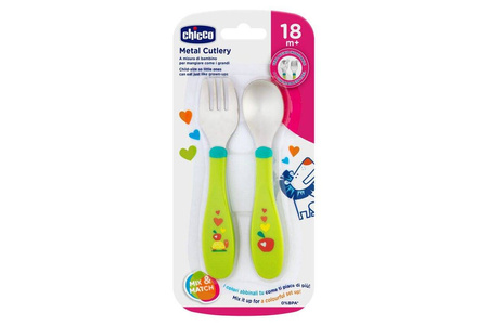 Chicco Sztućce metalowe 18M+ niebieskie 086641