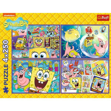 Puzzle Trefl 4x250 Szalony świat Sponge Boba 133424