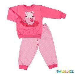 Piżama dobranoc ciemny różowy/kropki 116