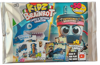 KIDZ BRAINROT 4x Kolekcjonerskie Karty Holograficzne i 4x Tatuaże 095605