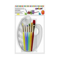 PALETKA DO FARB Z PĘDZLAMI AKRYLOWYMI 6SZT 704844