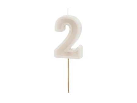 Świeczka urodzinowa Cyferka 2 6cm beż 050082