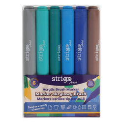 Strigo Marker Akrylowy z Końcówką Brush w Trójkątnej Obudowie w 6 kolorach 854317