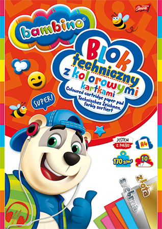 Blok techniczny A4 kolor 10k Bambino (złota i srebrna kartka) 003608