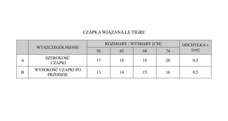 CZAPKA WIAZ LE TIGRE 62 SZARY PINOKIO