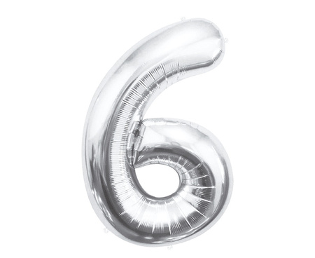 Balon foliowy B&C Cyfra 6 srebrna 85 cm 109511