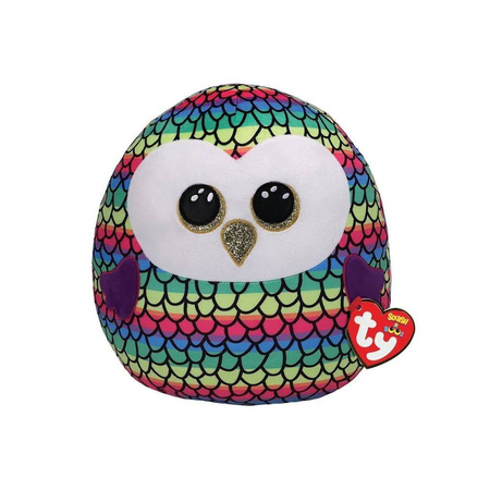 Ty Squish-a-Boos tęczowa sowa OWEN, 22 cm