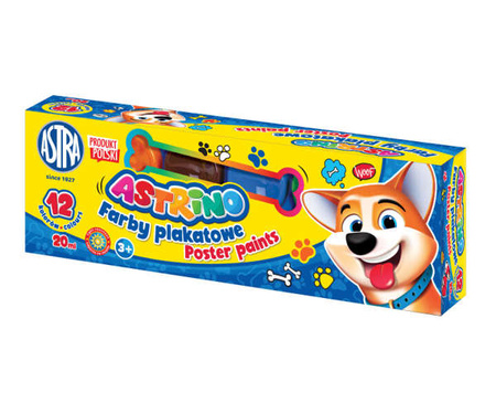 Farby plakatowe 12kol 20ml Astrino Astra 158044 