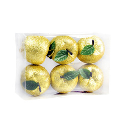 Jabłuszka brokatowe 6szt złote 226042