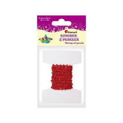 Sznurek koralików 2,5mm 2m czerwony 677476