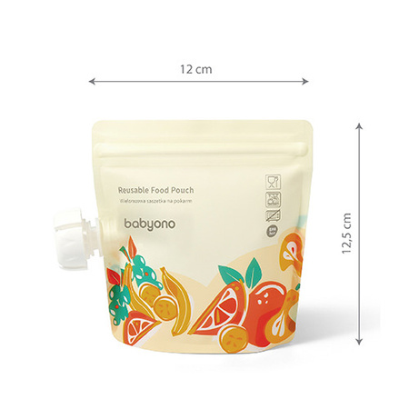 Babyono wielorazowe saszetki na pokarm 150 ml 5 szt 414217