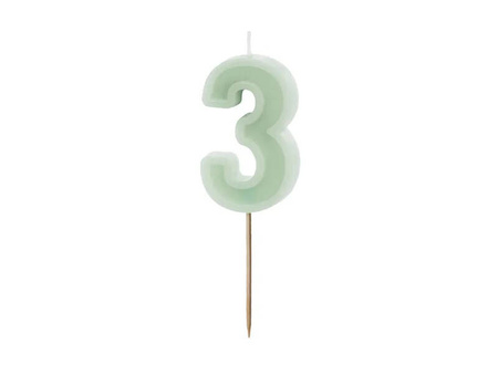 Świeczka urodzinowa Cyferka 3 6cm zielony 050525