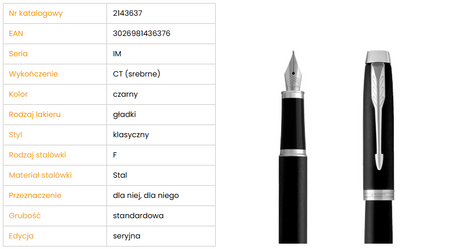 Parker Pióro wieczne czarne Im Essential mat CT nr 2143637