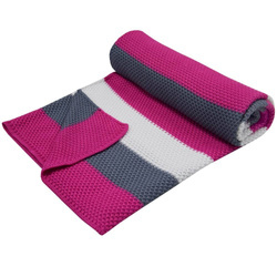 Eko kocyk bambus paski fuksja 934570