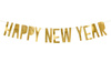 Baner happy new year, złoty, 10 x 90 cm
