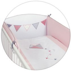 Zestaw pościeli 3-elementowy haft latawiec biało różowy