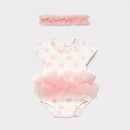 Mayoral Body tutu z opaską kolor 28 Pale blush rozmiar 6-9 m