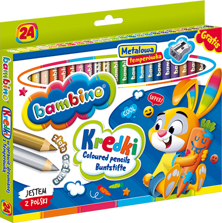 Kredki Bambino 24 kol. w oprawie drewnianej + temperówka 000447