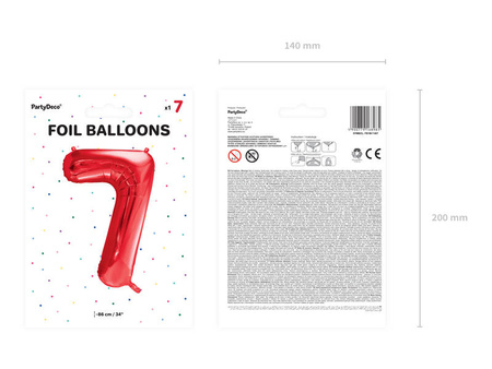 Balon foliowy cyfra 7 czerwony 86cm 169985