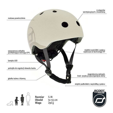 Scootandride kask s-m dla dzieci 3+ ash
