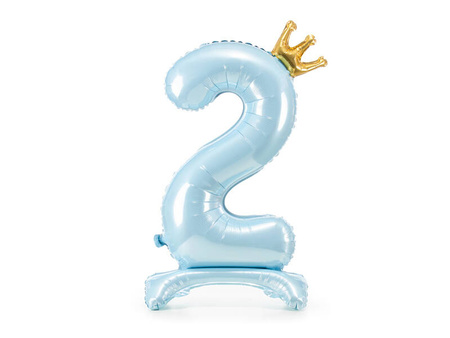 Stojący balon foliowy 84cm błękit Cyfra 2 167780