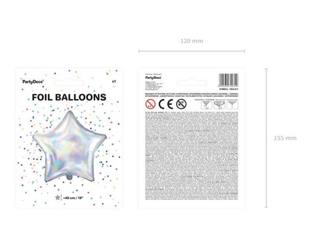 Opalizujący balon foliowy gwiazdka, 48cm