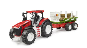 Bruder 03453 Roadmax Traktor z przyczepą do drewna i 3 belami 034535