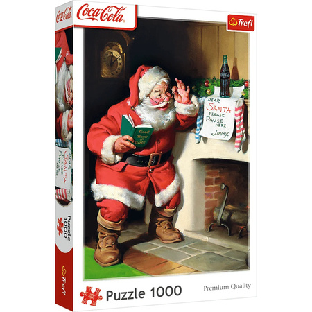 Puzzle Trefl 1000 Coca-Cola Mikołaj przy kominku 109221 
