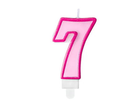 Świeczka urodzinowa cyferka 7,różowa /24/