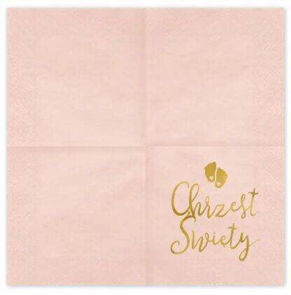 Serwetki Chrzest Święty 33x33cm 12szt jasny różowy 025585