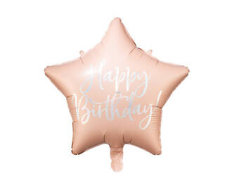 BALON FOLIOWY HAPPY BIRTHDAY 40CM JASNY PUDROWY RÓŻ 170926