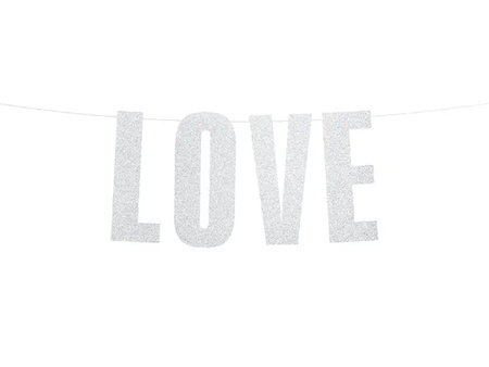 Baner Love srebrny 21x55cm 785328