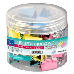 Klip biurowy kolorowy 15mm 60szt Tetis 101656