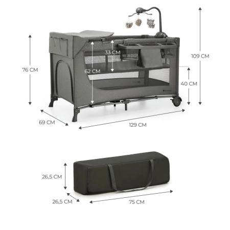 Kinderkraft JOY 2 z akcesoriami Dark Grey Łożeczko turystyczne 925155